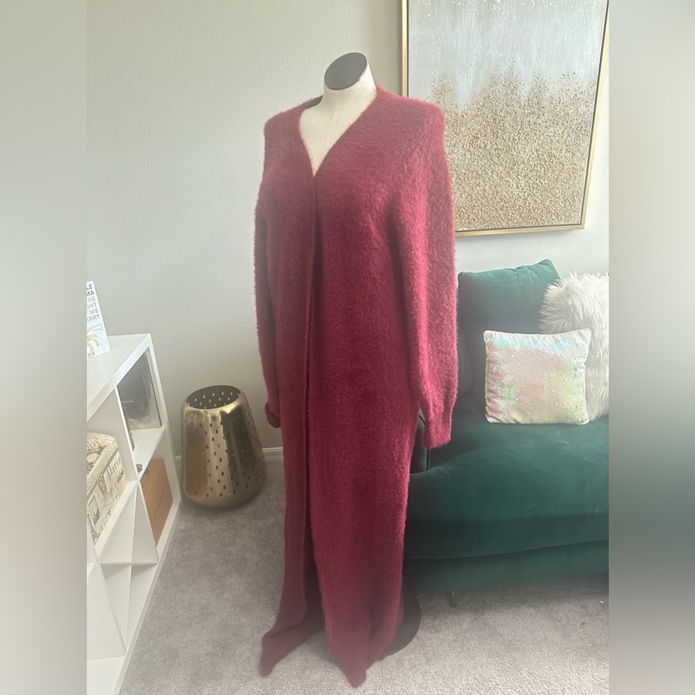 Brand New Plus Faux Fur Duster 3X (Dark fuchsia)